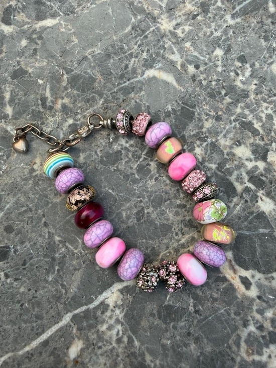 Target Jewelry - Pink & purple beaded statement bracelet with multicolored colorful charm #